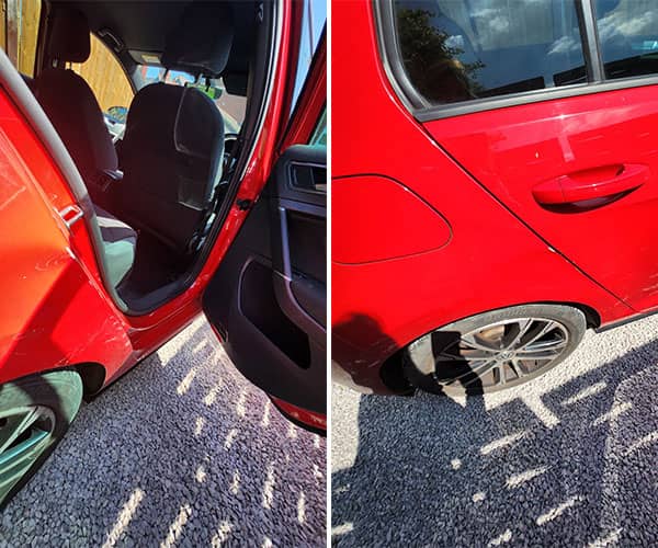 VW Golf before and after body repair work